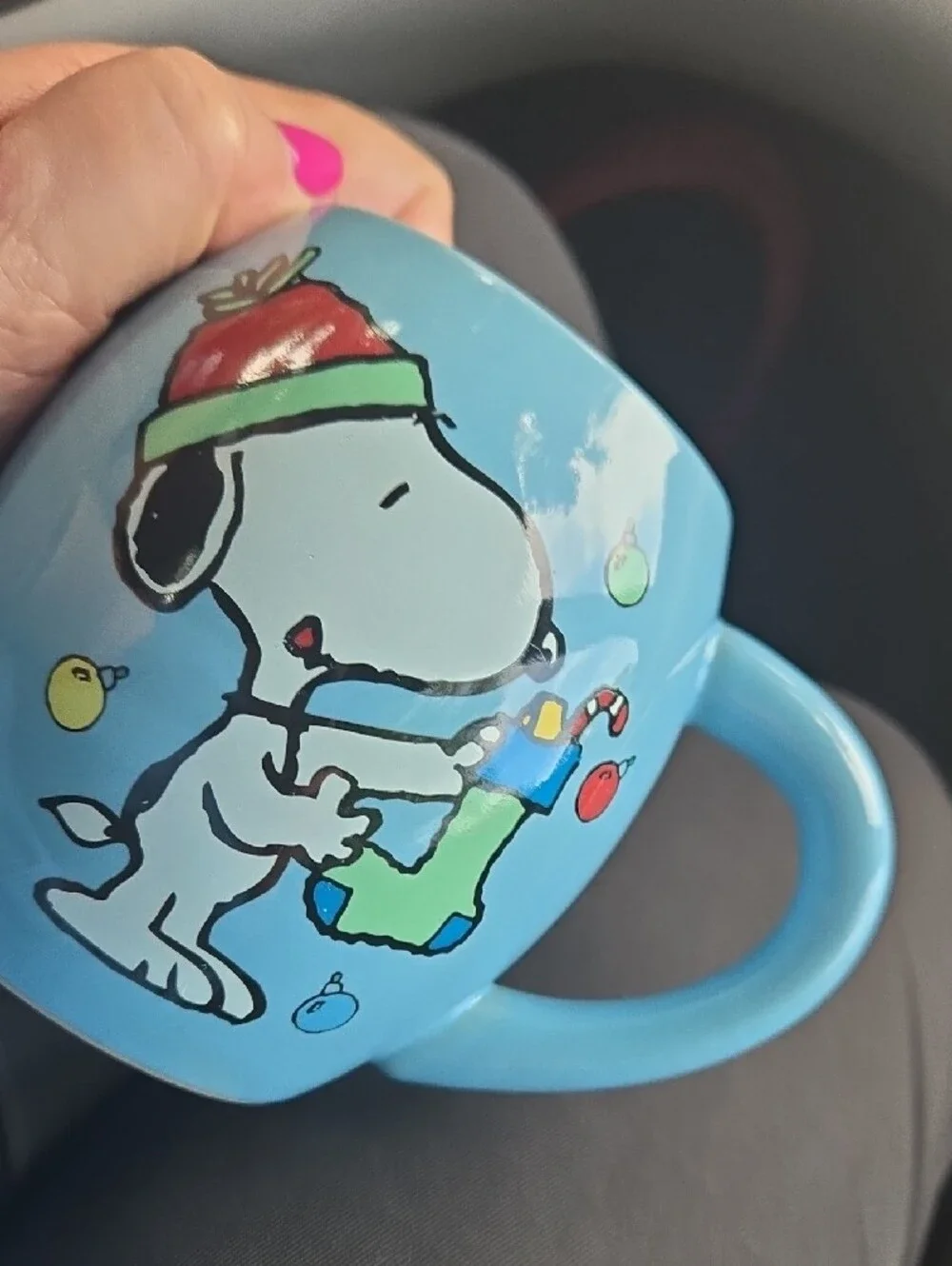 Peanuts Light Blue Ceramic Mug With Pic On Both Sides